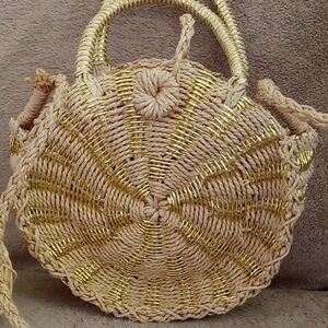 Circular Trendy Straw /Golden Thread Bag